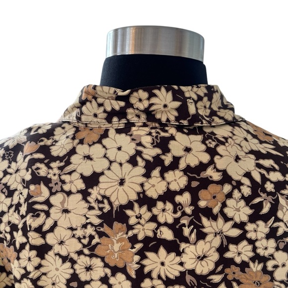 Vintage New Age 70s brown floral button up long sleeved viscose shirt - Picture 9 of 12